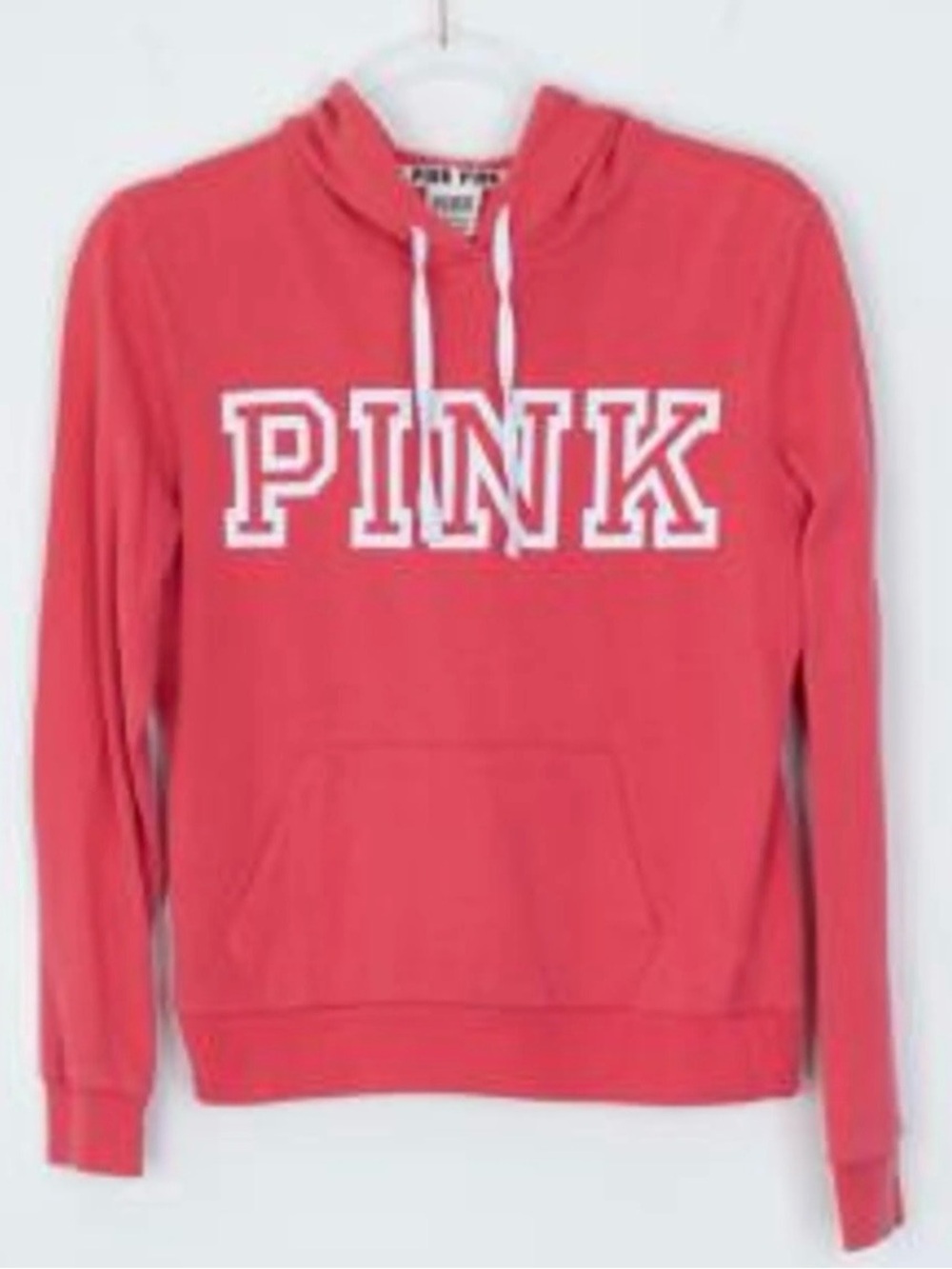 PINK Victoria's Secret Coral Pullover Hoodie with White Logo